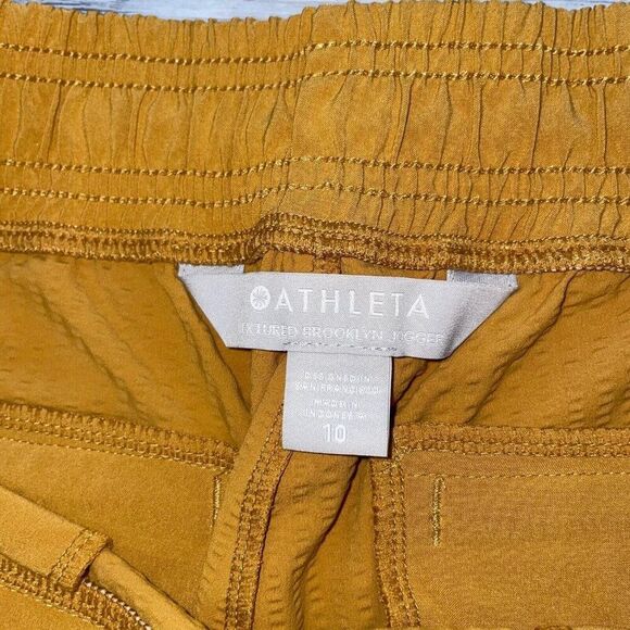 Athleta Textured Brooklyn Jogger Women’s 10 Mustard Lightweight Athleisure Pant - Picture 4 of 12